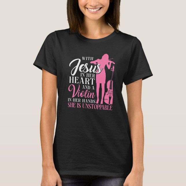 Camiseta Violinista violinista Jesús Fe Cristiano con Jesús (Anverso)