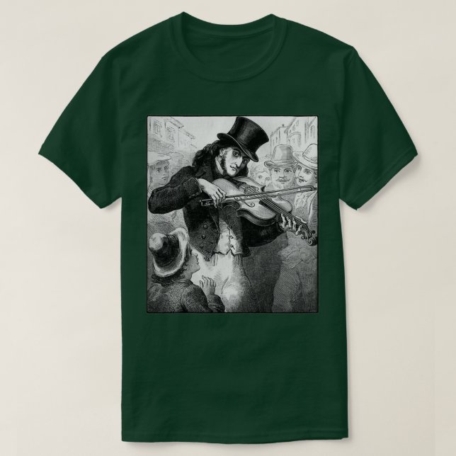 Camiseta Violinista y compositor Paganini como música calle (Diseño del anverso)