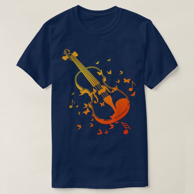 Camiseta Violins Player Sheet Music Butterflies 3294 (Diseño del anverso)