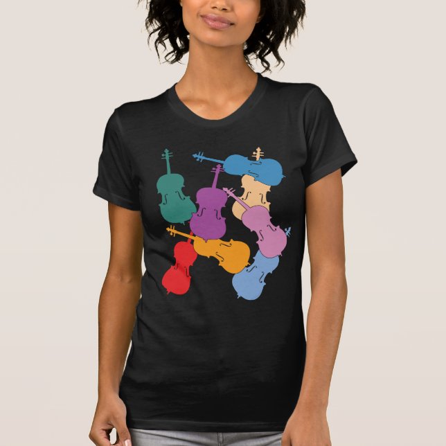Camiseta Violoncelos coloridos (Anverso)