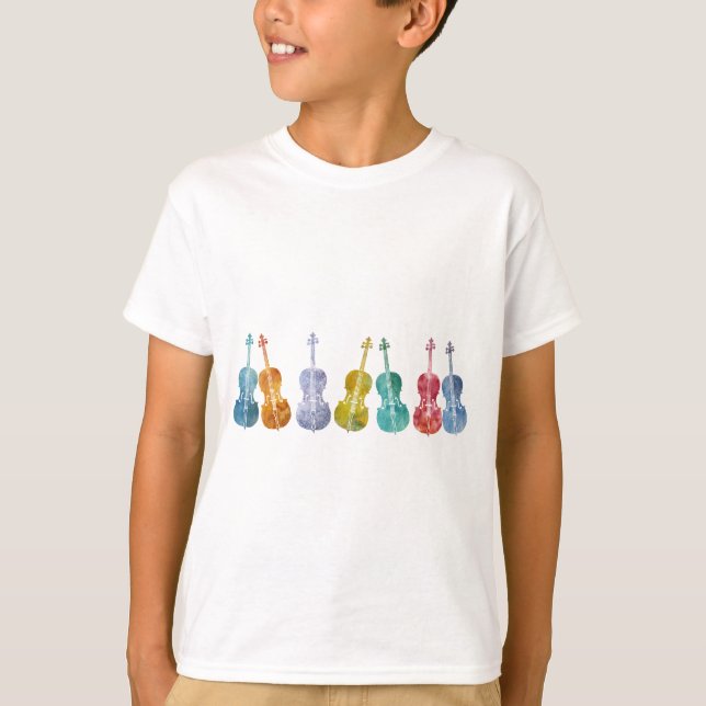 Camiseta Violoncelos multicolores (Anverso)