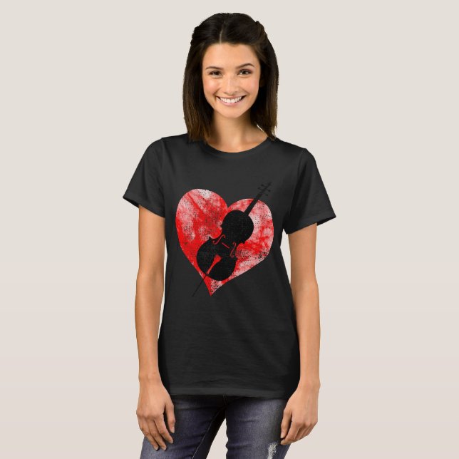 Camiseta Violonchelo corazón amor (Anverso completo)