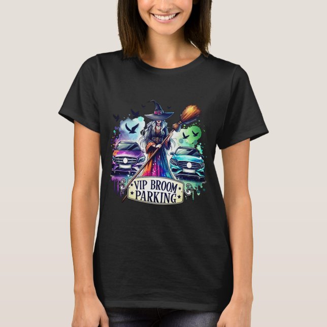 Camiseta "VIP Broom Parking" Witchy Tee (Anverso)