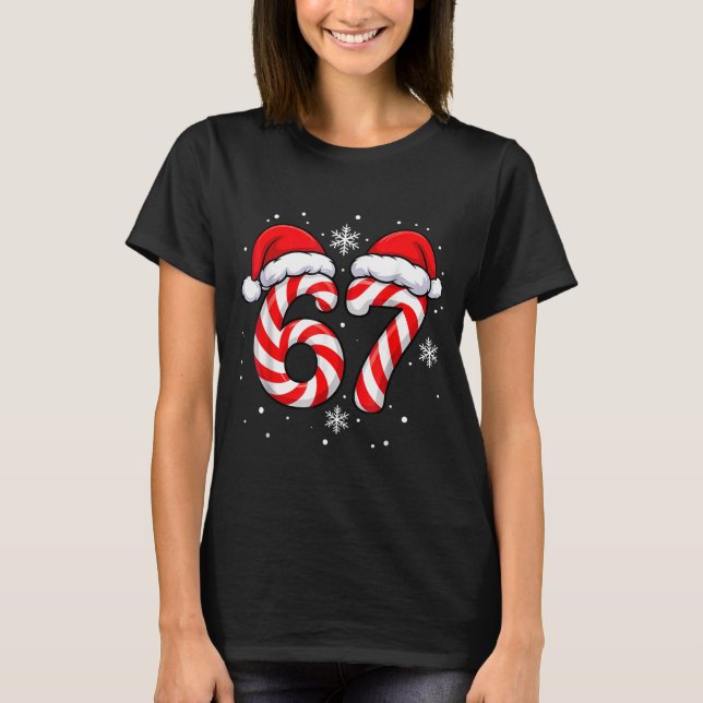 Camiseta Viral 67 Candy Canes Santa Holiday Kids Humor  (Anverso)