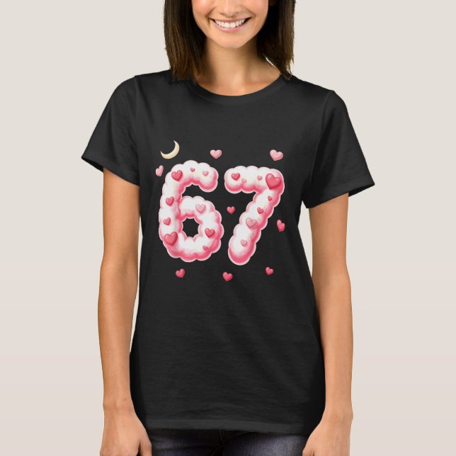 Camiseta Viral 67 Kawaii Hearts Valentine's Day Girls Humor (Anverso)