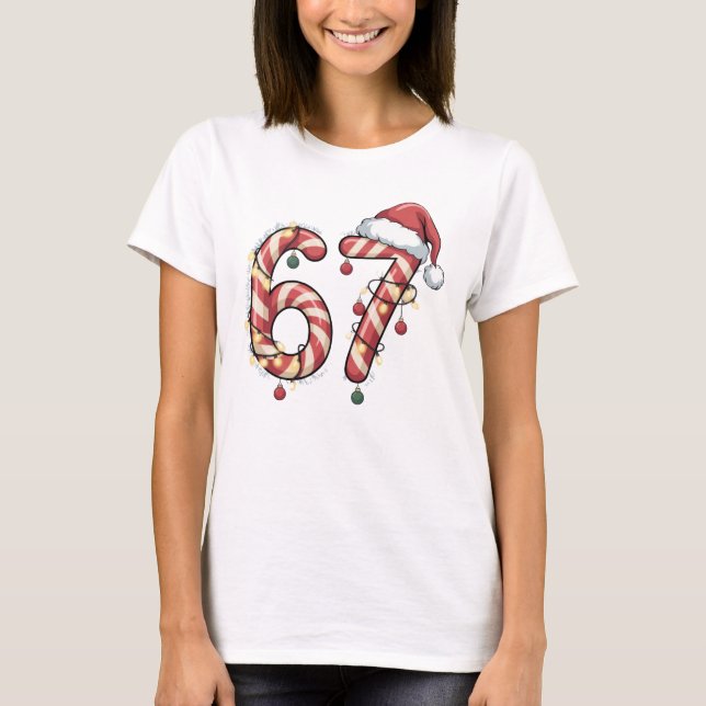 Camiseta Viral Six Seven (6-7) Candy Cane Meme Christmas (Anverso)