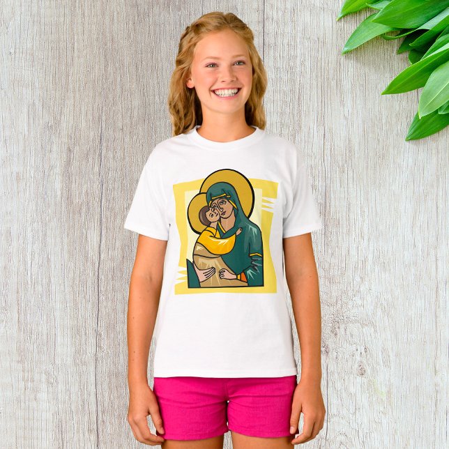 Camiseta Virgen bizantina moderna María y religión infantil (Subido por el creador)