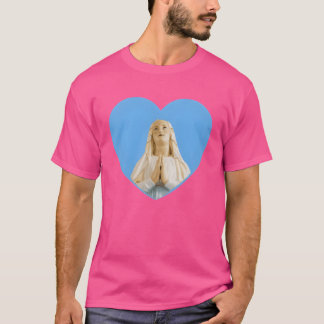 Camiseta Virgen Madre María Rezando Corazón Azul retro