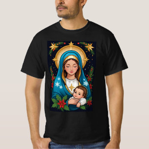 Camiseta Virgen María Católica Romana Navidad Cristiana