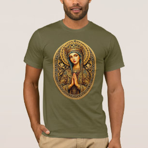 Camiseta Virgen María de la reverencia dorada
