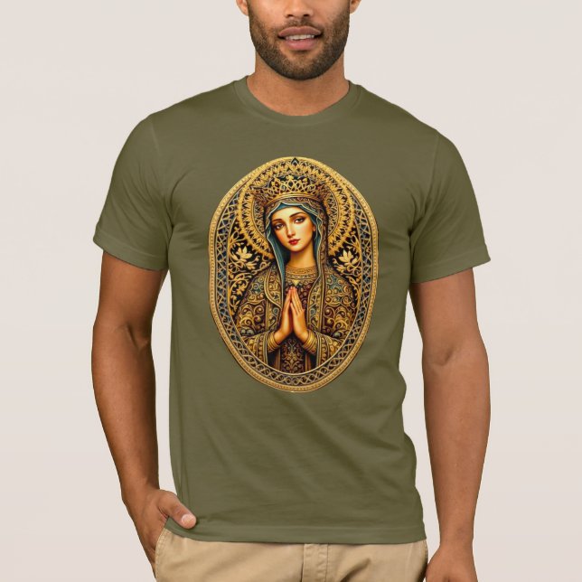 Camiseta Virgen María de la reverencia dorada (Anverso)