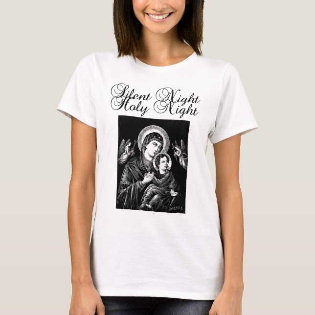 Camiseta virgen María Jesús Noche silenciosa Navidades Arte (Anverso)
