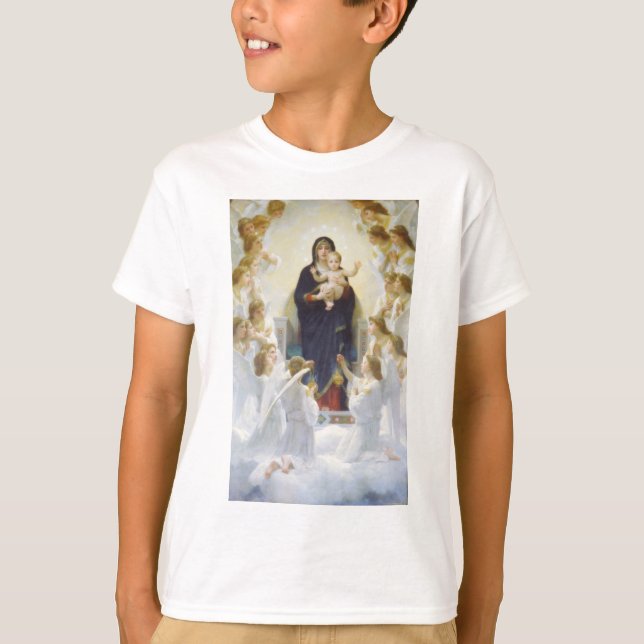 Camiseta Virgen María y Jesús con ángeles (Anverso)