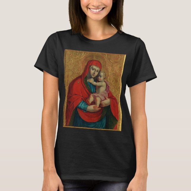 Camiseta Virgen María y Niño Jesús de Jan Rombauer (Anverso)