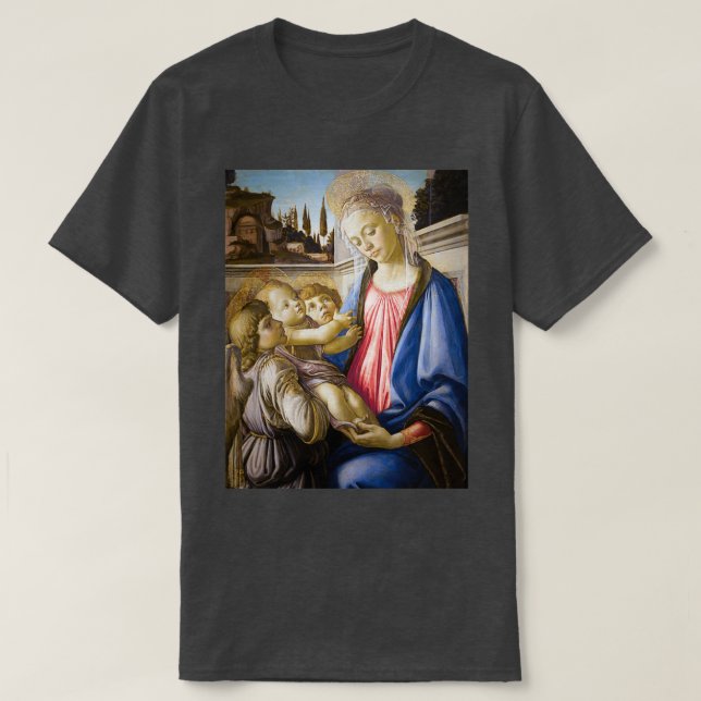 Camiseta Virgen Sandro Botticelli y niño con dos ángeles (Diseño del anverso)