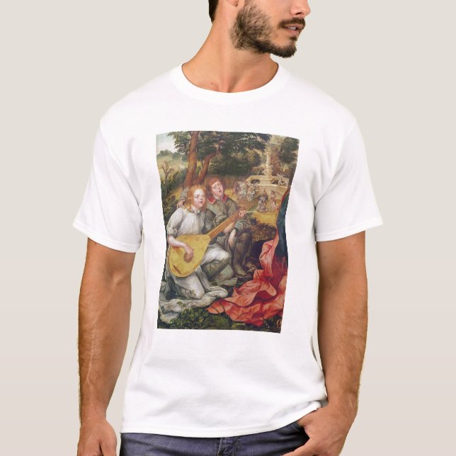 Camiseta Virgen y niño con ángeles (Anverso)