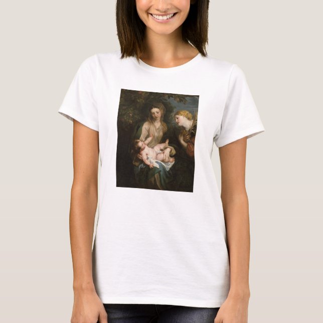 Camiseta Virgen y niño con el santo Catherine de Alexandría (Anverso)