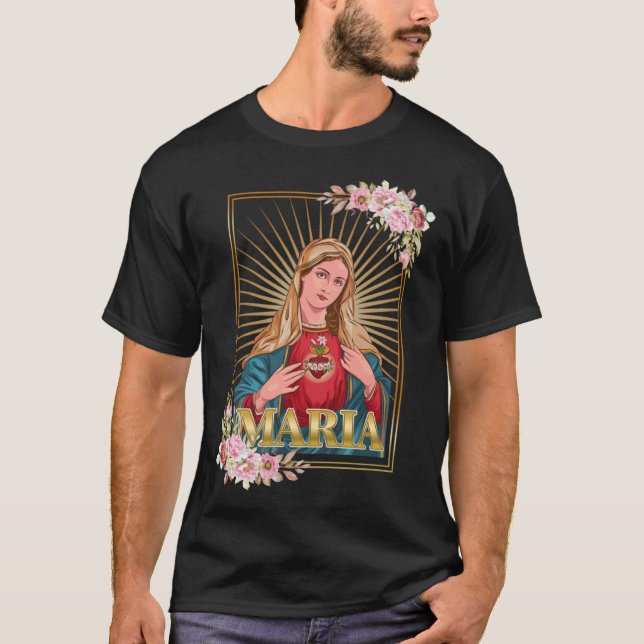 Camiseta Virgin Mary y su corazón inmaculado (Anverso)