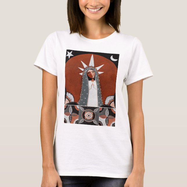 Camiseta Virgin of Guadalupe  and Flowers (Anverso)