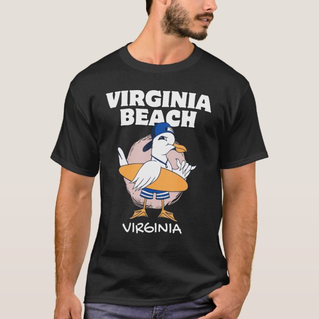 Camiseta VIRGINA BEACH Surfing Vintage Seagull Retro (Anverso)