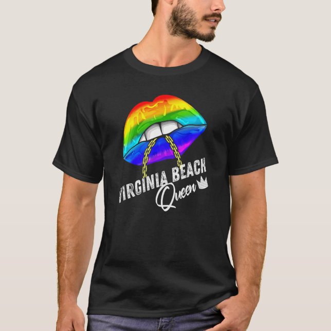 Camiseta Virginia Beach Queen Lgbtq Gay Pride Bandera Limit (Anverso)