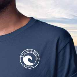 Camiseta Virginia Beach White Ocean Wave Circle Design