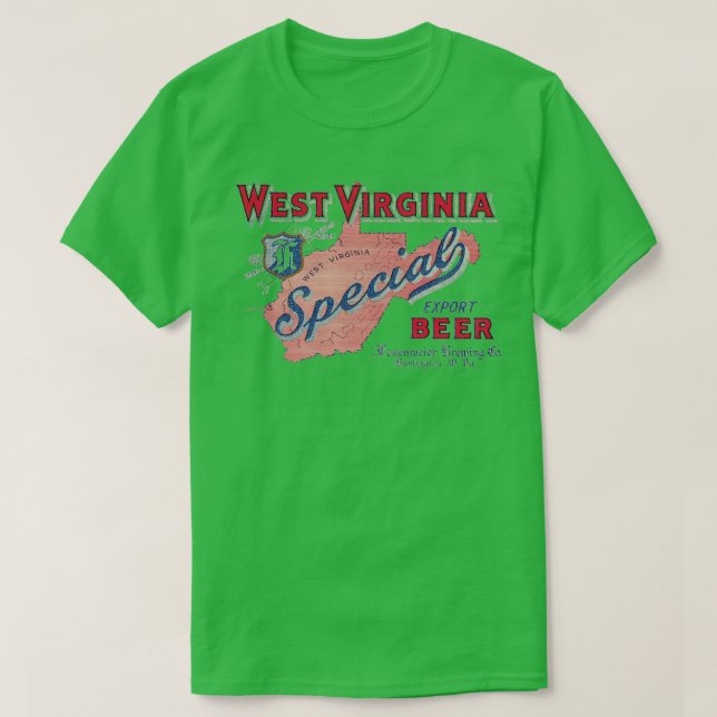 Camiseta Virginia Occidental: Retro de cerveza de exportaci (Diseño del anverso)