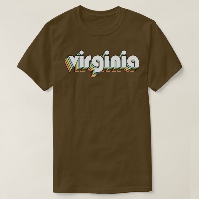 Camiseta Virginia Retro Rainbow Typography Style 2 (Diseño del anverso)