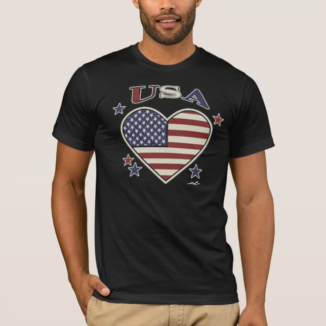 Camiseta Virginia Wright Heart Flag USA (Anverso)