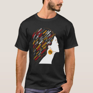 Camiseta Virgo Chica África Chica Zodiac Rótulos Cumpleaños