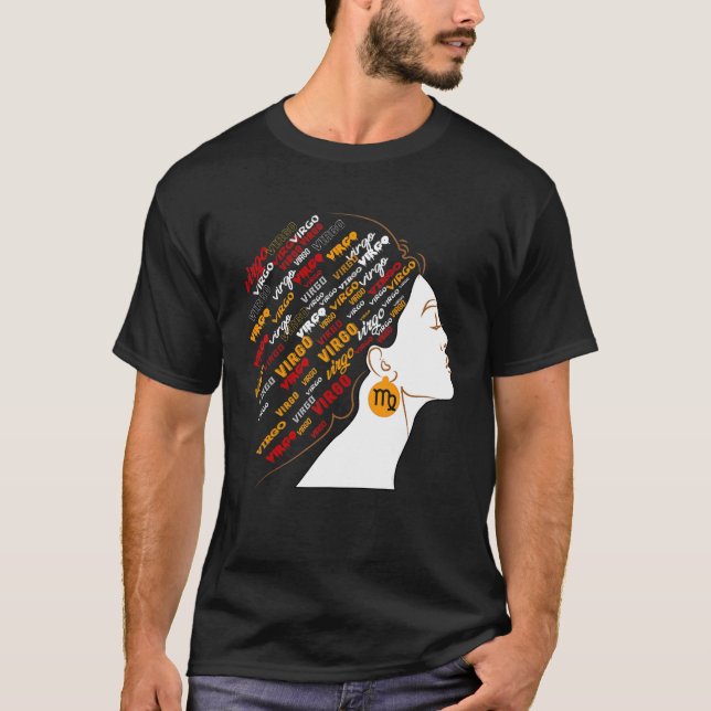 Camiseta Virgo Chica África Chica Zodiac Rótulos Cumpleaños (Anverso)