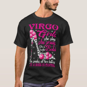 Camiseta Virgo Chica como un jefe en zapatos de diamante de