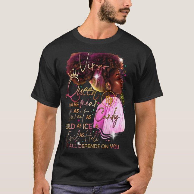 Camiseta Virgo Chica Cumpleaños Melanin Afro Reina para los (Anverso)