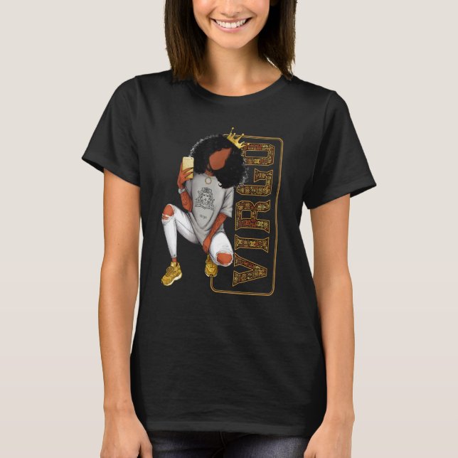 Camiseta Virgo Chica para mujeres negras Melanin Afro Reina (Anverso)