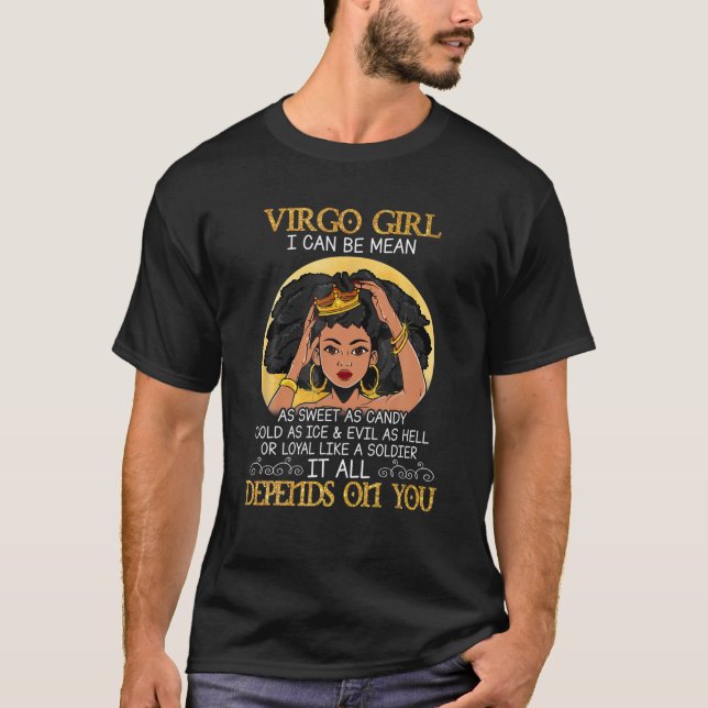 Camiseta Virgo Chicas Reina Negra Agosto Cumpleaños (Anverso)