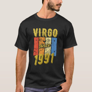 Camiseta Virgo de cumpleaños 1991 Rótulo zodiaco