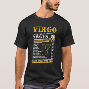 Camiseta Virgo Hechos Zodiac Rótulos Graciosos Cumpleaños V