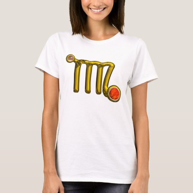 CAMISETA VIRGO / ORO ,NARANJA GRIS AGATE ZODIAC RÓTULO JEWE (Anverso)