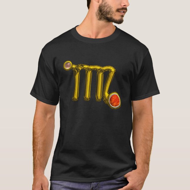 CAMISETA VIRGO / ORO ,NARANJA GRIS AGATE ZODIAC RÓTULO JEWE (Anverso)