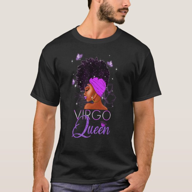 Camiseta Virgo Púrpura Reina Afroamericana Agosto S (Anverso)