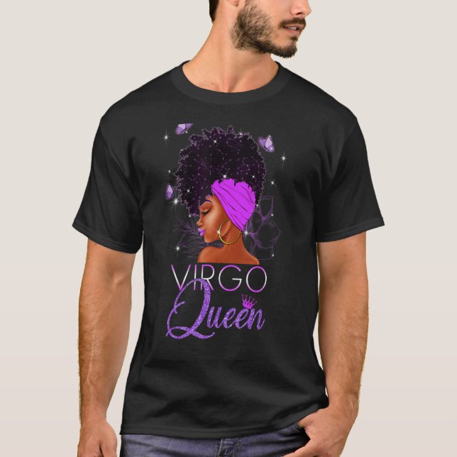 Camiseta Virgo Púrpura Reina Afroamericana Agosto S (Anverso)