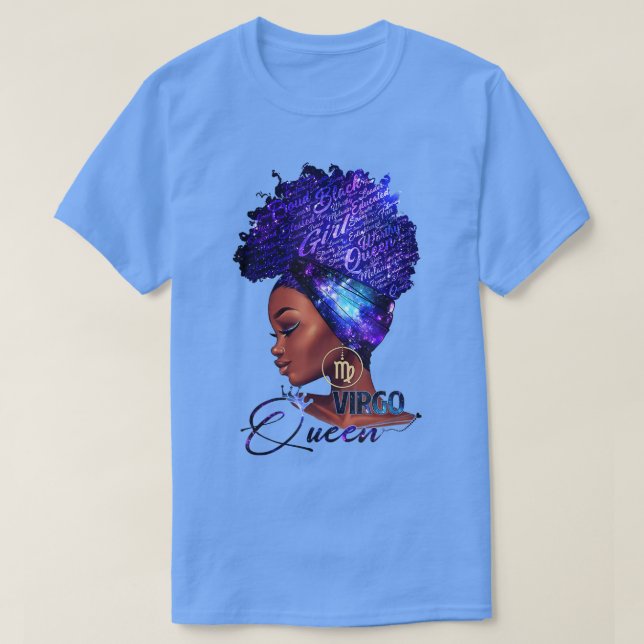 Camiseta Virgo Queen Afro Melanin Chica Regalo de cumpleaño (Diseño del anverso)
