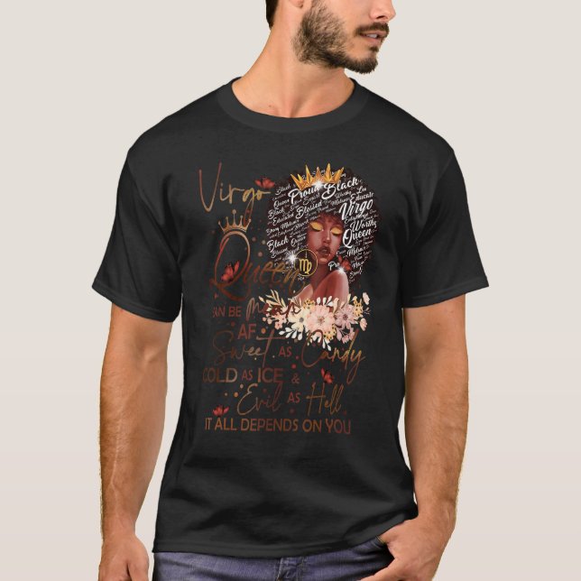 Camiseta Virgo Queen Sweet As Candy Birthday for Black Wom (Anverso)