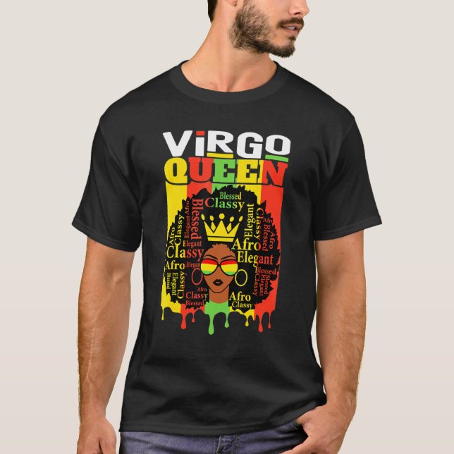 Camiseta Virgo Queen Zodiac Afro Hair Style Bendito Clásico (Anverso)