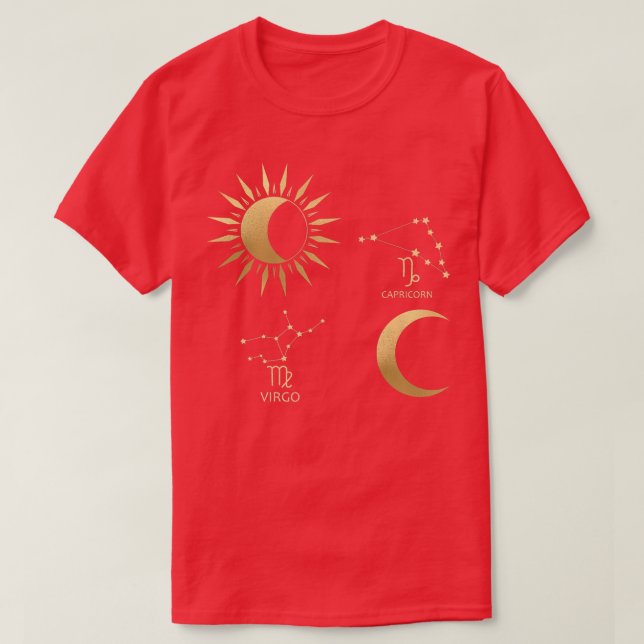 Camiseta Virgo Sun-Capricorn Moon Zodiac (Diseño del anverso)
