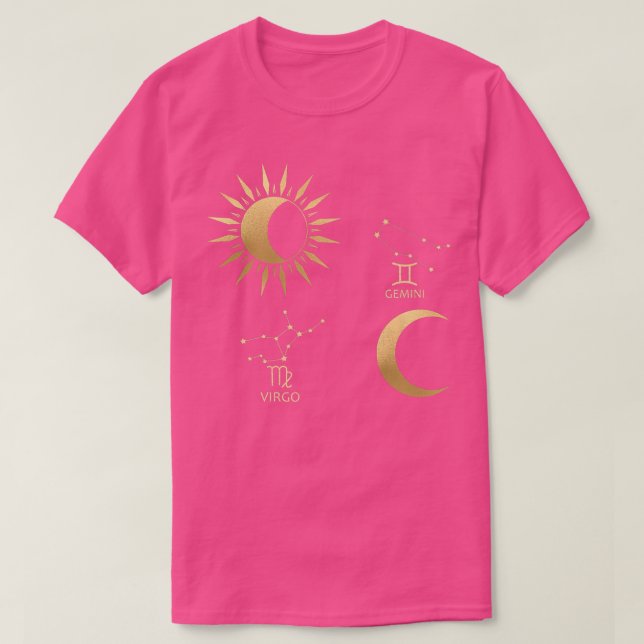 Camiseta Virgo Sun-Gemini Moon Zodiac   (Diseño del anverso)
