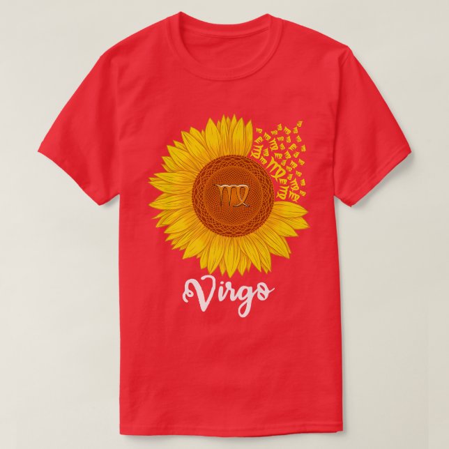 Camiseta Virgo Sunflower Zodiac Rótulo Astrología Floral Mu (Diseño del anverso)