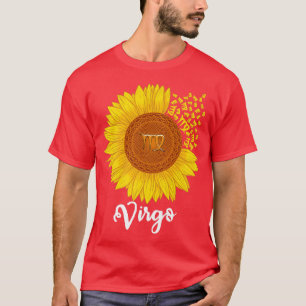 Camiseta Virgo Sunflower Zodiac Rótulo Astrología Floral Mu