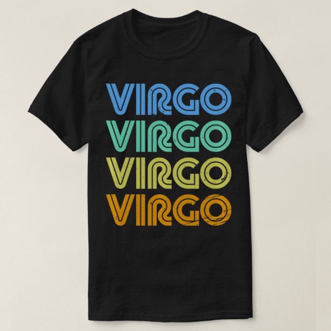 Camiseta Virgo Vintage Retro Zodiac Rótulo Virgo Constellat (Diseño del anverso)