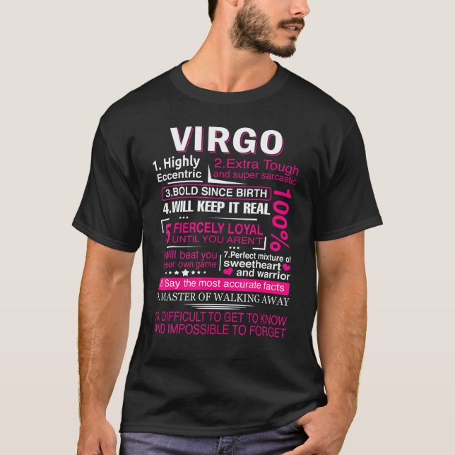 Camiseta Virgo Zodiac Chicas de cumpleaños dicen Rótulo Vir (Anverso)